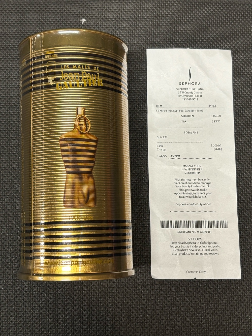 Jean Paul Gaultier Gold Metallic Striped Body Oil/Body Moisturizer Packaging